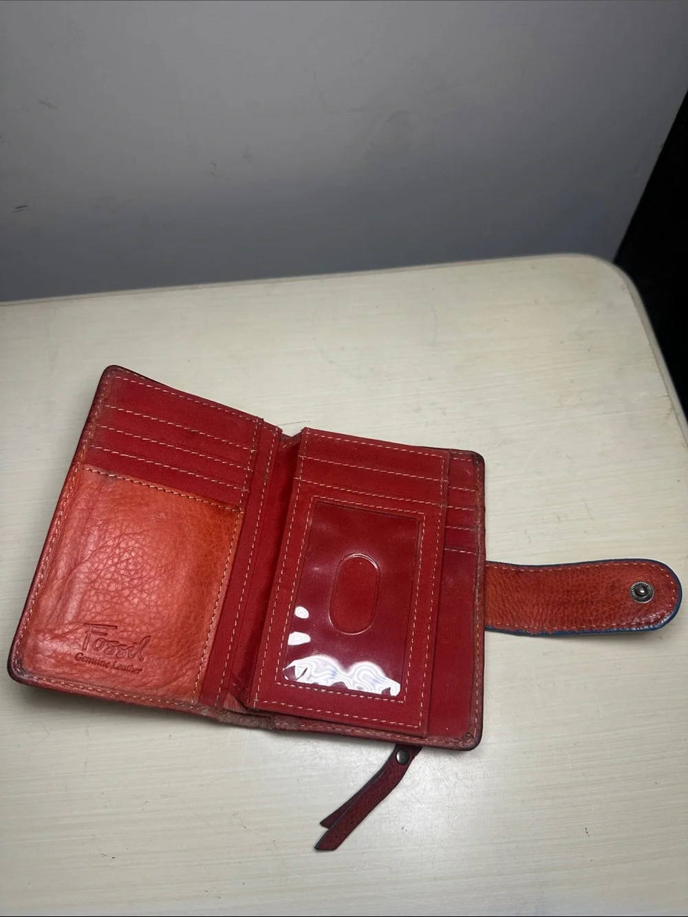 Fossil y2k leather Compact Multicolor Patterned Women’s Wallet with Red Trim